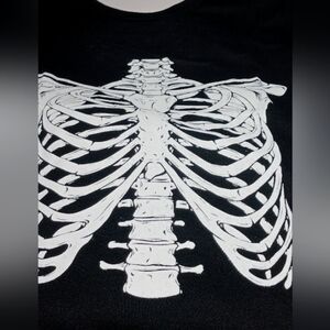 Black Skeleton Ribcage Graphic Tee